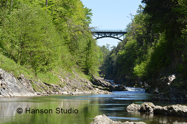 Quechee, VT - Quechee Gorge Bridge with Ledges - Closer - Horizontal